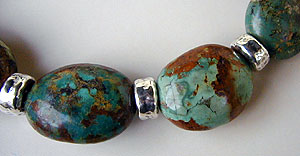 Turquoise and sterling silver necklace by Vicky Jousan