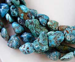 Chinese Turquoise nuggets 5-strand necklace with sterling silver chain and clasp by Vicky Jousan