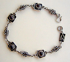 Sterling silver and Garnet Ankle Bracelet by Vicky Jousan