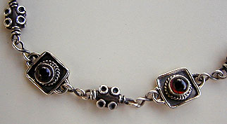 Sterling silver and Garnet Ankle Bracelet by Vicky Jousan