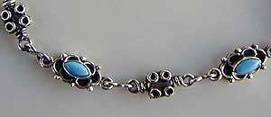 Ankle Bracelet - Turquoise and handmade sterling silver chains and clasp by Vicky Jousan