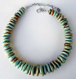 Chunky Chinese Turquoise necklace with sterling silver chain and clasp by Vicky Jousan