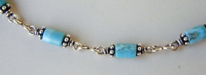 Necklace Chinese turquoise and handmade sterling silver chains and clasp by Vicky Jousan