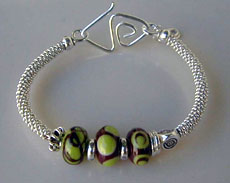 Lampwork Beads by Chris Sharpe with Hill Tribe Silver bangle bracelet and earrings - by Vicky Jousan