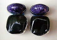 Charoite, Jade, and sterling silver earrings by Vicky Jousan