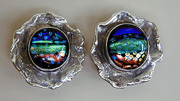 Dichroic Glass and Sterling Silver earrings by Vicky Jousan