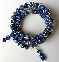 Chilean lapis and sterling silver bracelet and earrings by Vicky Jousan