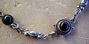 black onyx and sterling silver ankle bracelet