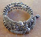 Swarovski crystal and Bali sterling silver memory wire bracelet by Vicky Jousan