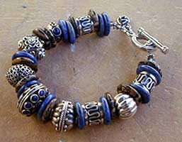 Sodalite, Lapis, Jasper and sterling silver bracelet by Vicky Jousan