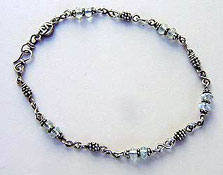 Sterling silver and Aquamarine Ankle Bracelet by Vicky Jousan